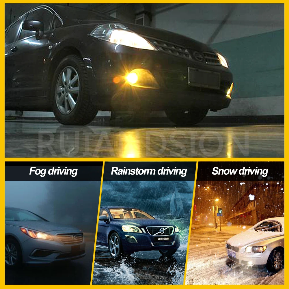 Ruiandsion 2 قطعة H11 H3C H7 LED أضواء الضباب سيارة المصابيح الأمامية 3030 رقاقة 15SMD 10-30 فولت صالح 12 فولت 24 فولت Foglamp الأصفر للدراجات النارية #6