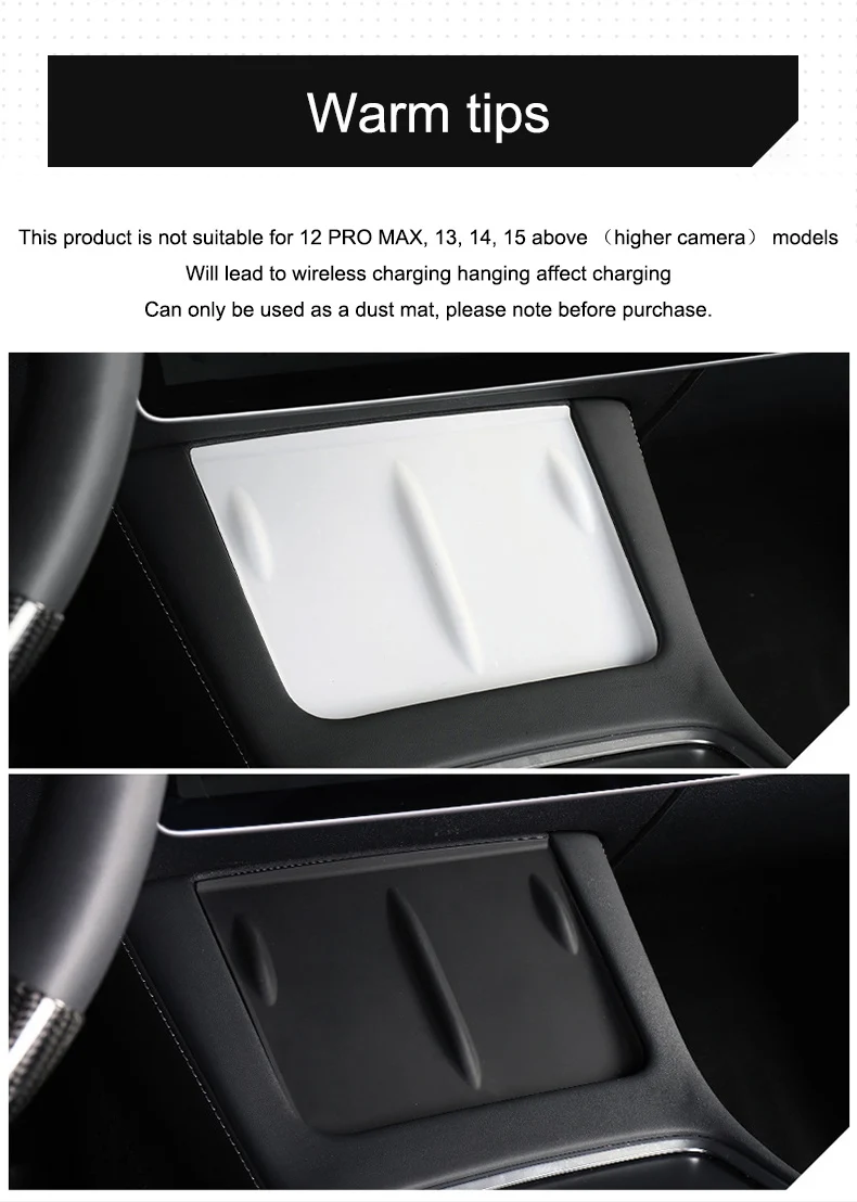For Tesla Model 3/Y/X/S 2021-2024 Central Control Wireless Charging Silicone Pad Non-slip Pad Dust-Proof Charger Protect Cover