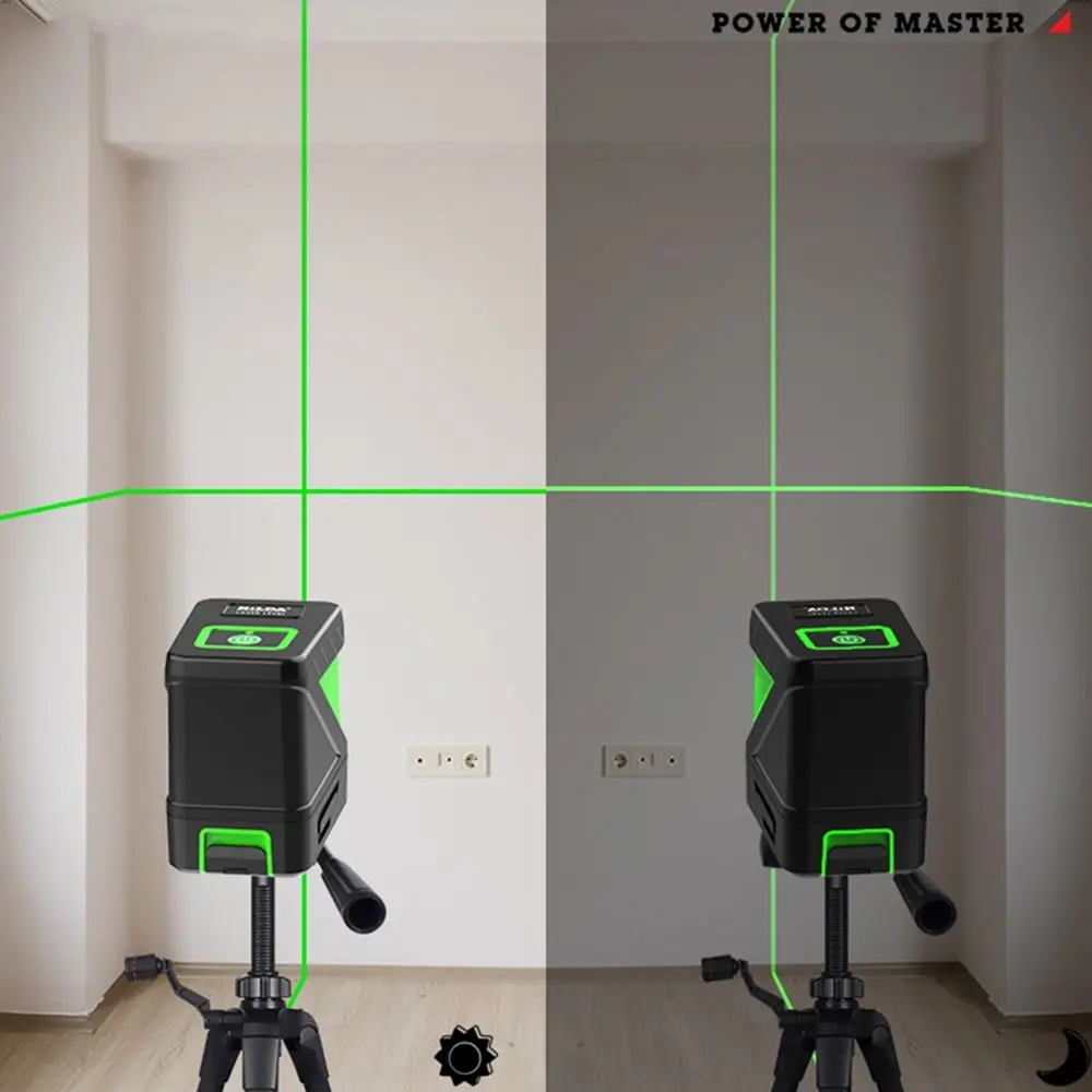 2-liniowa poziomica laserowa 3D poprzeczna zielona wiązka laserowa samopoziomująca 360 pionowa pozioma ze statywem odbiornika