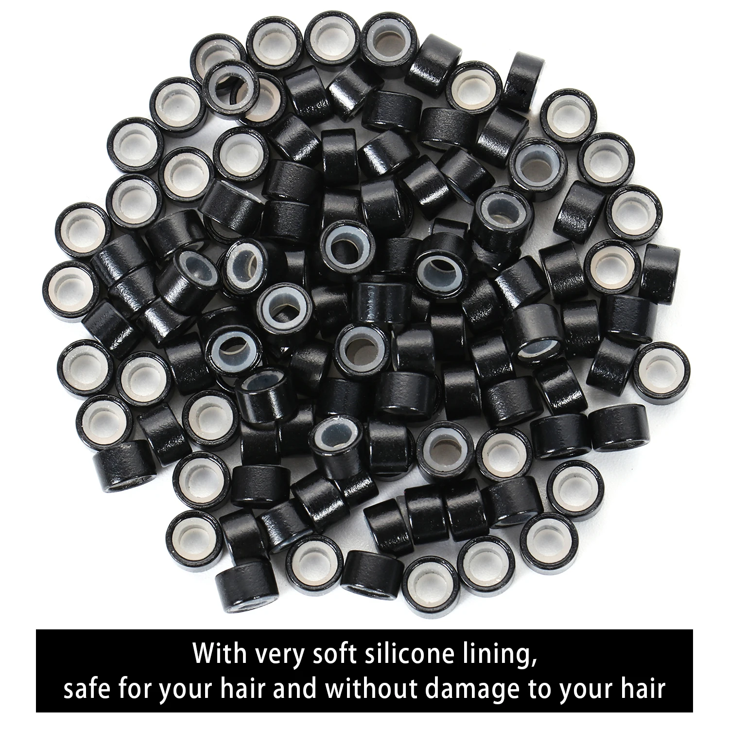 

500/1000 Pieces Seamless Hair 5mm Silicone Extensions For Micro Ring Link Beads Lined Beads Suitable For Human Hair Extensions