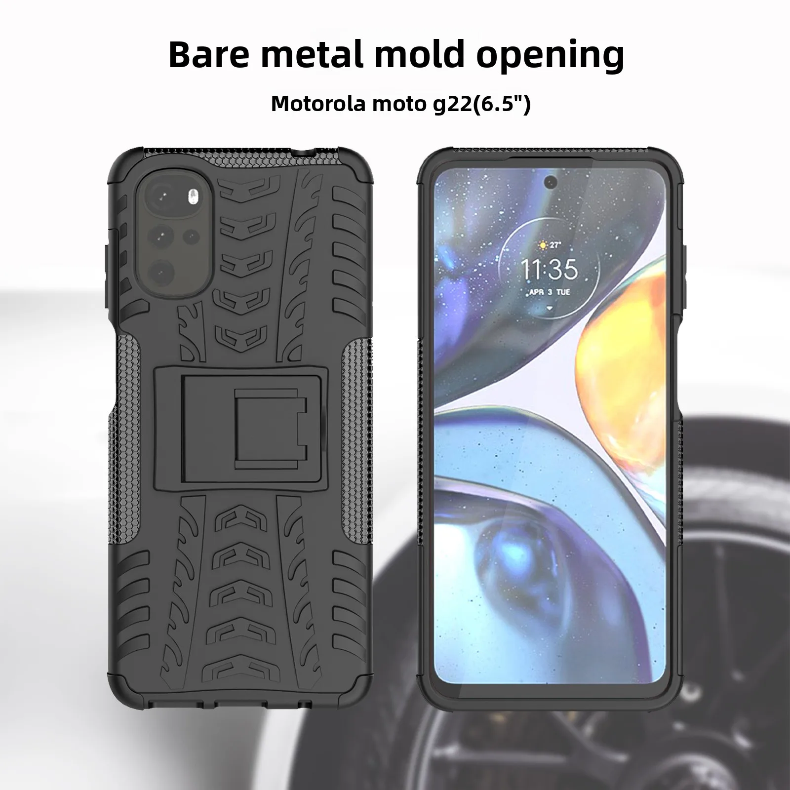 

For MOTO E32/G22 CASE Anti-knock Bumper Heavy Duty Armor Stand Phone Back Cover