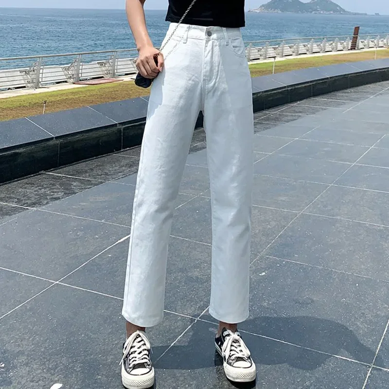 

Summer Female Classic Fashion Loose Jeans Trousers Women Straight Leg Jeans Harem Pants Girls Fashion High Waisted Denim Pants