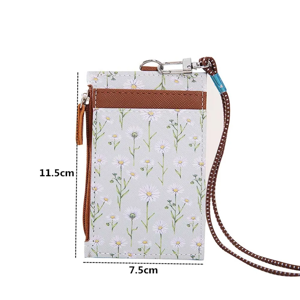 Pu Leather Badge Case Wallet Hang Rope Card Holder Identity Badge Cards Cover Leather Card Holder Cards Cover Bus Card Case