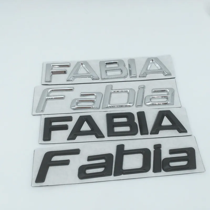 1pcs 3D metal FABIA high quality silver/black car Letter Emblem Rear tail trunk Decals badge sticker Decal styling For Skoda