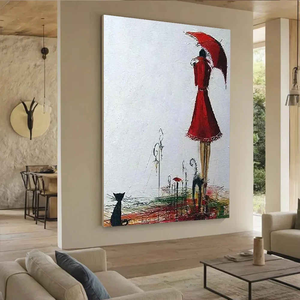 100% Handmade Abstract Oil Painting 'Waiting for a Lover' Large Wall Mural - Unique Home Living Room Decor Art Picture