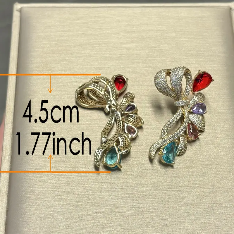 Bilincolor Cubic Zirconia Fashion Knot Flower Earring for Women