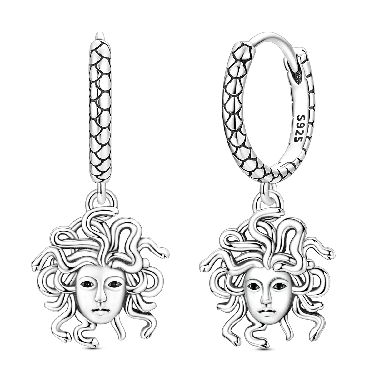 925 Sterling Silver Medusa Drop Earring Vintage Gothic Medusa Head Snake Earring Trendy Women Statement Jewelry Gift Wholesale