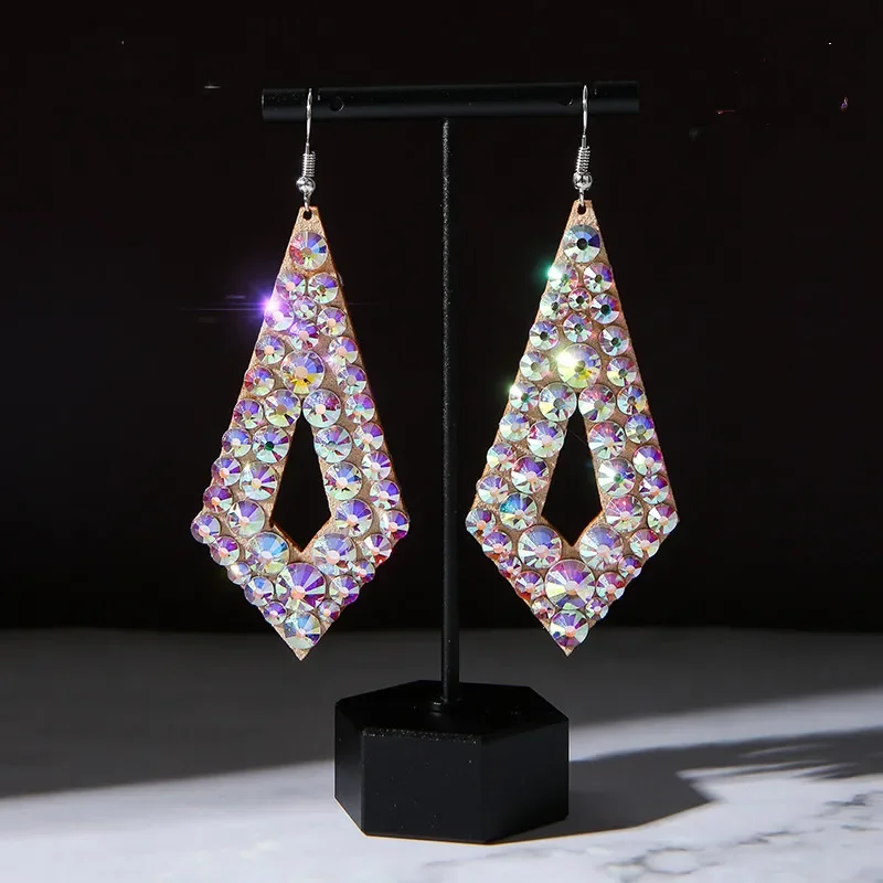 Brinco de dança do ventre feminino, acessórios de joias gitanas, fantasia de dançarina, brilho, strass, lados duplos, 2 pares/pacote, novo