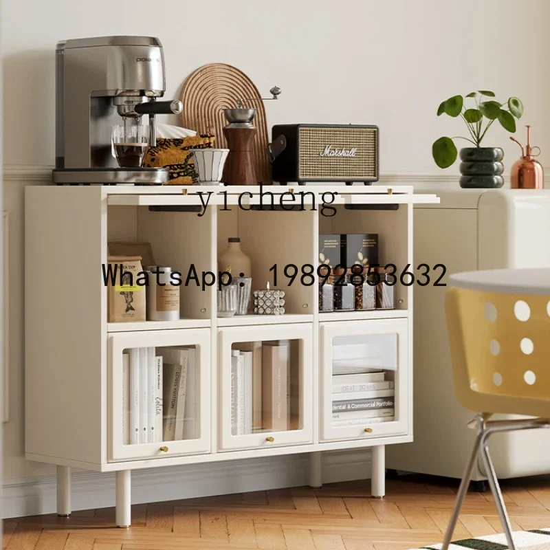 Narrow Sideboard Cabinet Wall Locker Tea Cup Coffee Machine Storage Cabinet Solid Wood