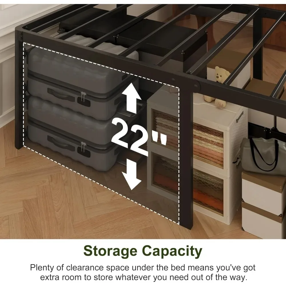 إطارات سرير - إطارات سرير كينج عالية 24 بوصة مع أرجل زاوية مستديرة