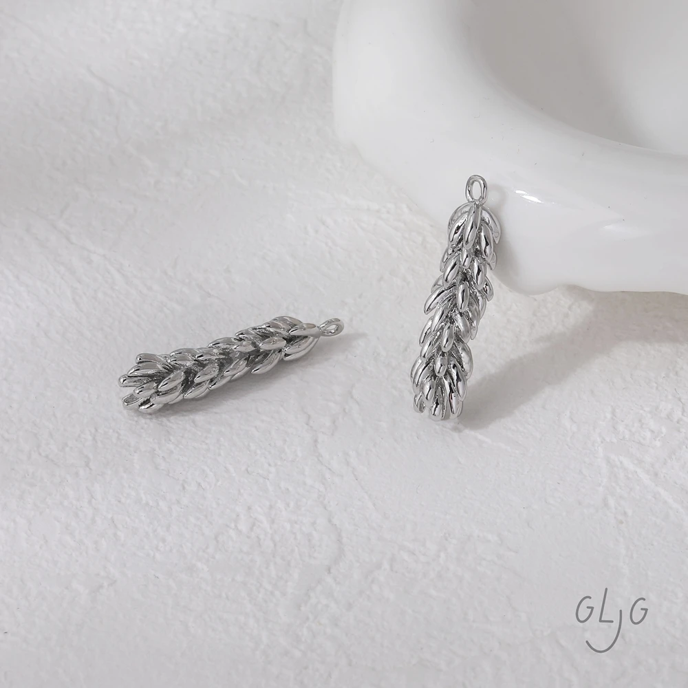 4 pezzi in ottone placcato oro 14 carati con ciondolo a forma di grano, materiale per bracciale, gioielli fai da te, forniture per accessori