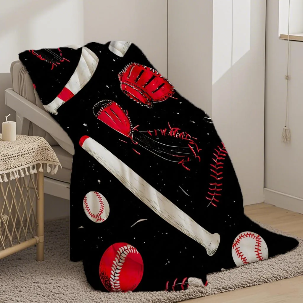 A Baseball-themed Printed Flannel Blanket - Soft, Warm, and Suitable for All Seasons - the Perfect Gift for Birthdays and Friend