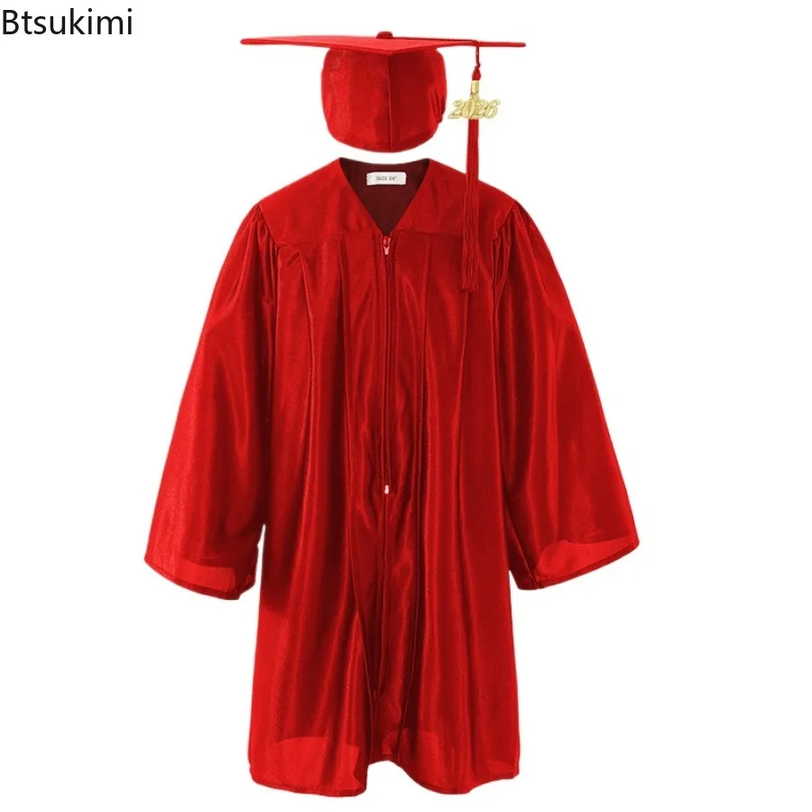 2026 Bachelor Uniform Kindergarten Children Primary School Graduation Uniform Suit Performance Photography Costume Robe with Hat