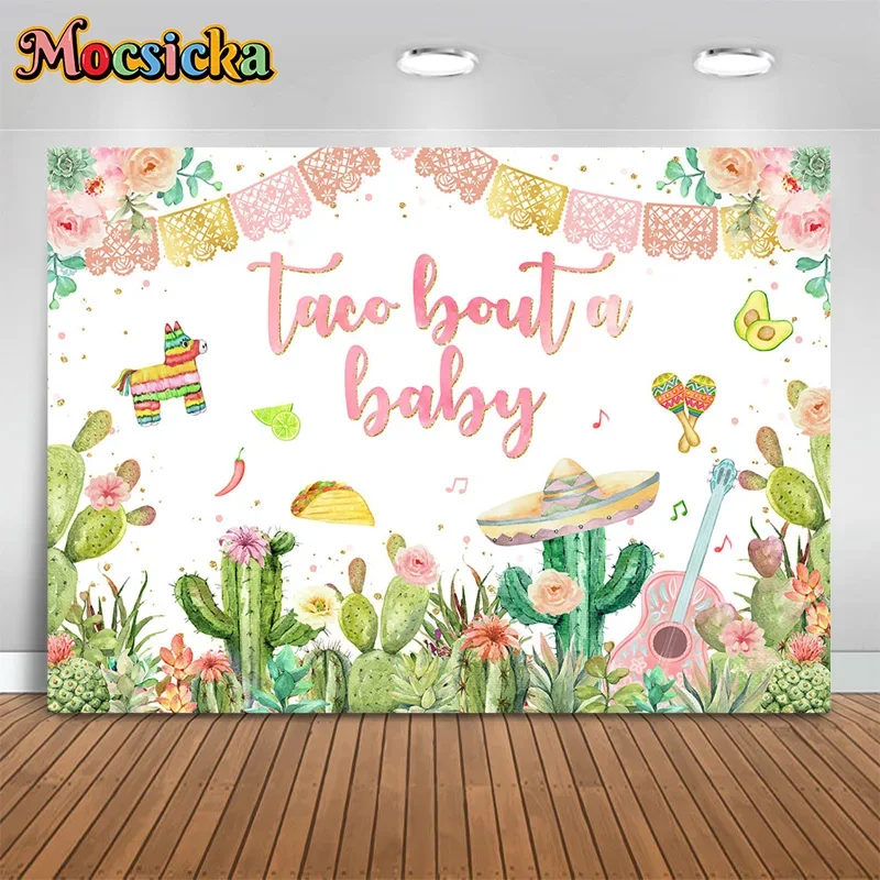 

Mocsicka Photography Backdrop Board Cactus Baby Taco Bout A Baby Background Birthday Party Cake Smash Portrait Banner Studio