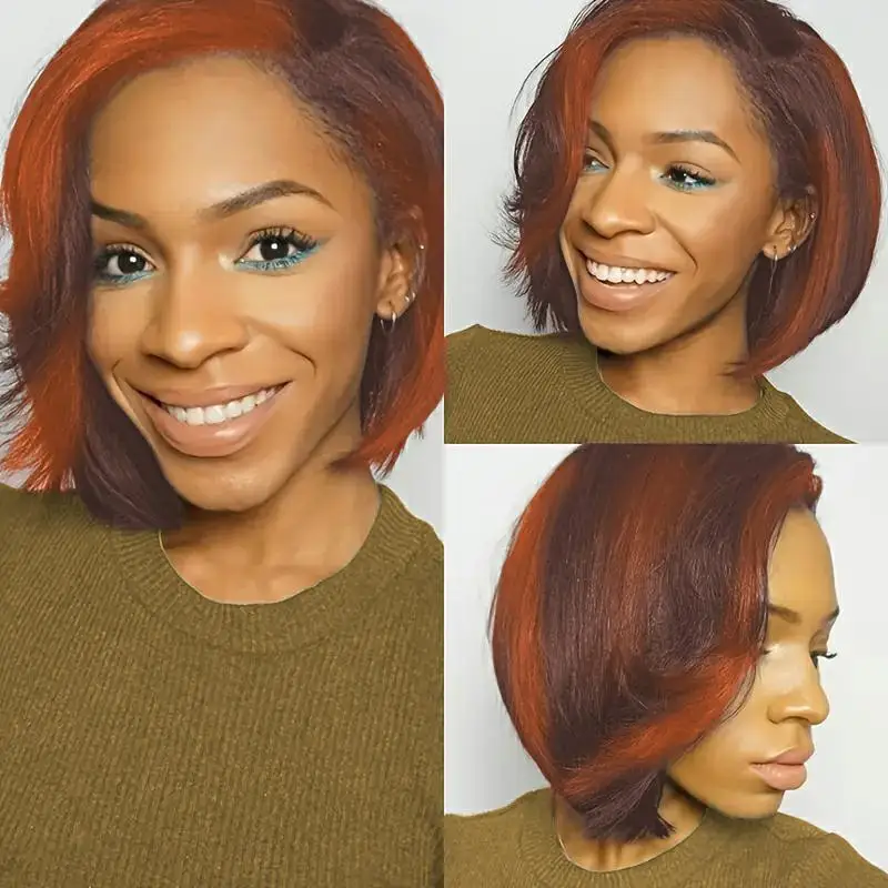 13x4 أمامي الدانتيل بوب شعر مستعار 150% كثافة شعر ريمي شعر مستعار قصير مستقيم عابث قطع باروكة من شعر طبيعي للنساء