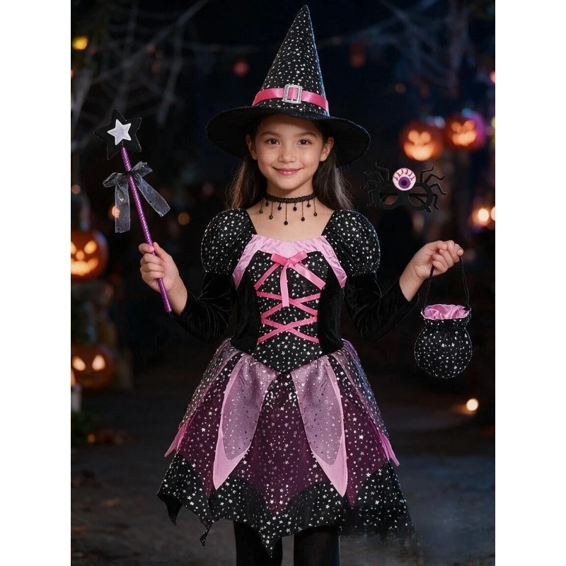 Girls Purple Bat Dress Kids Fancy Cosplay Vampire Demon Costume Long Tutu Dress Kids Carnival Outfit Gothic Feather Clothes