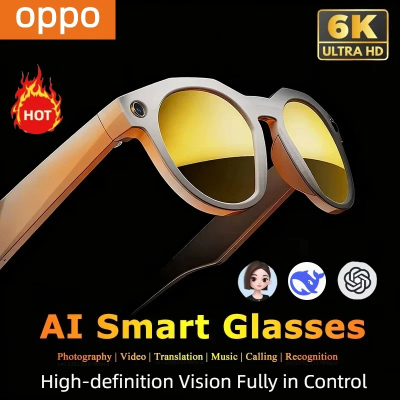

OPPO 6K HD AI Smart Camera Glasses Multifunctional Bluetooth Calling Voice Assistant Music Player Translation Camera Glasses NEW