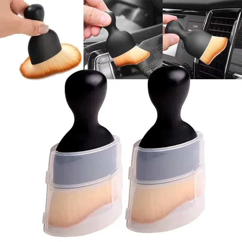 1/2/3/4pcs Car Cleaning Brush Auto Center Console Air Outlet Clean Soft Brush With Shell Car Crevice Dust Removal Detail Brushes