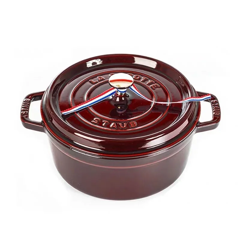 Dutch Oven Cast Iron Pot: 24 Cm Enameled Casserole, High-Quality Home Cooking Set, Cast Iron Casserole