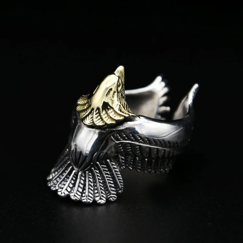 Wholesale S925 sterling silver ring Japanese and Korean fashion personalized Flying Eagle ring domineering men's ring