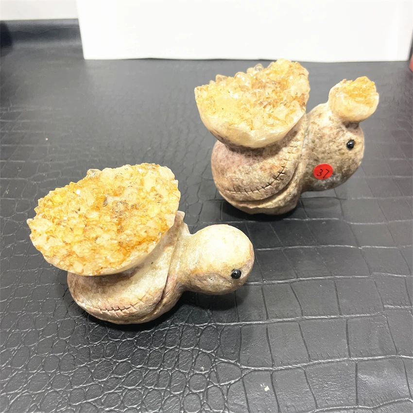 Natural Citrine Crystal Cluster Quartz Tortoise Home Decoration Druzy Geode Stone Healing