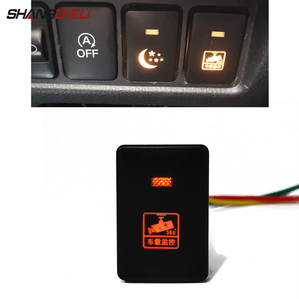 Car Orange LED Light Power On Off Camera Recorder Switch Button With Wire for Suzuki Jimny 2019 2020 2021 Accessories