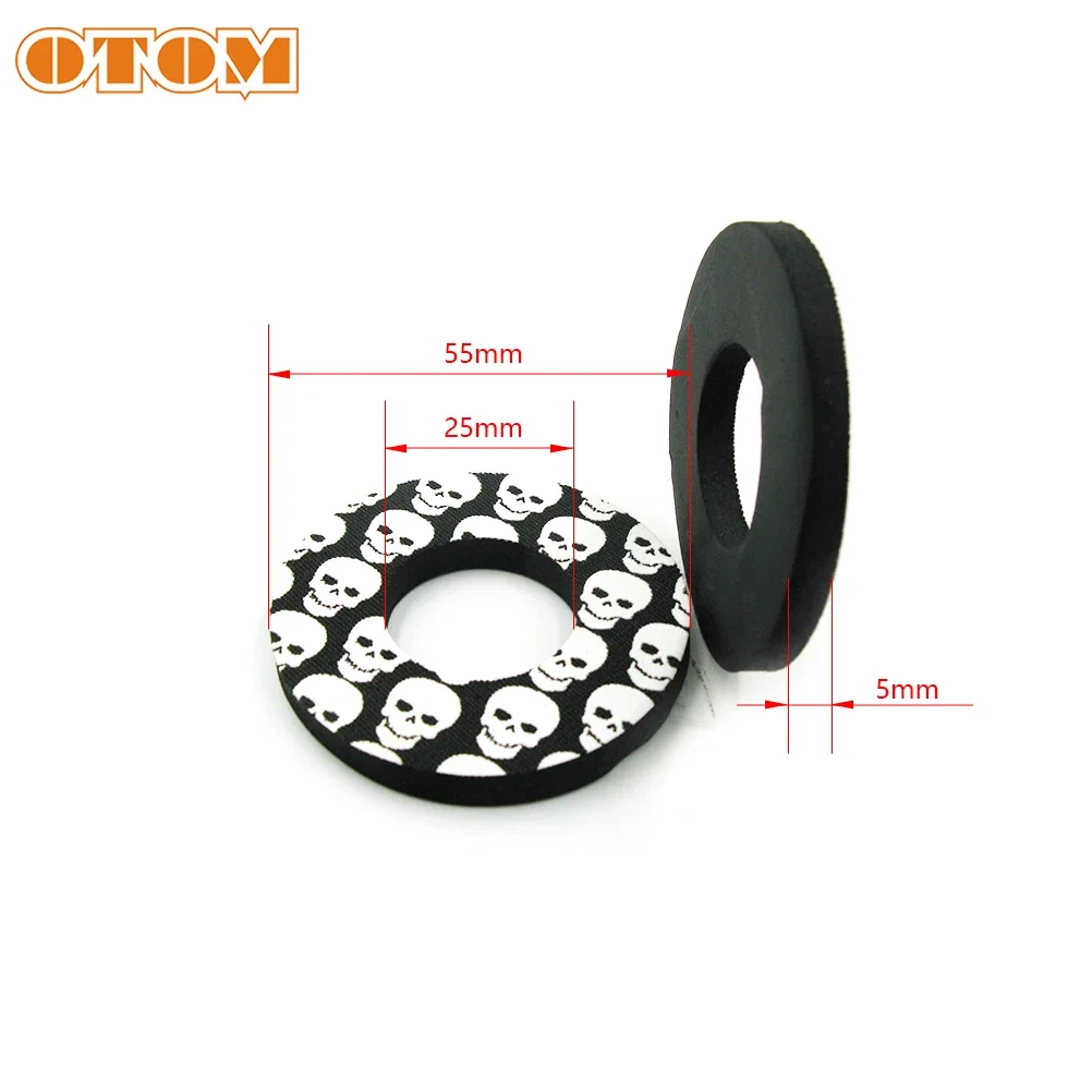 OTOM Motocross Grip Donuts T1 Foam Pad Cloth Silk Screen Printing Skull Cobwebs Pattern Off-Road Motorcycle Universal Accessory