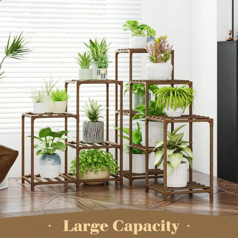 

Stand Indoor Outdoor Corner Shelf 11 Potted Large Holder For Multiple Plants Wooden Tall Stands Combo Table Rack Garden Patio L