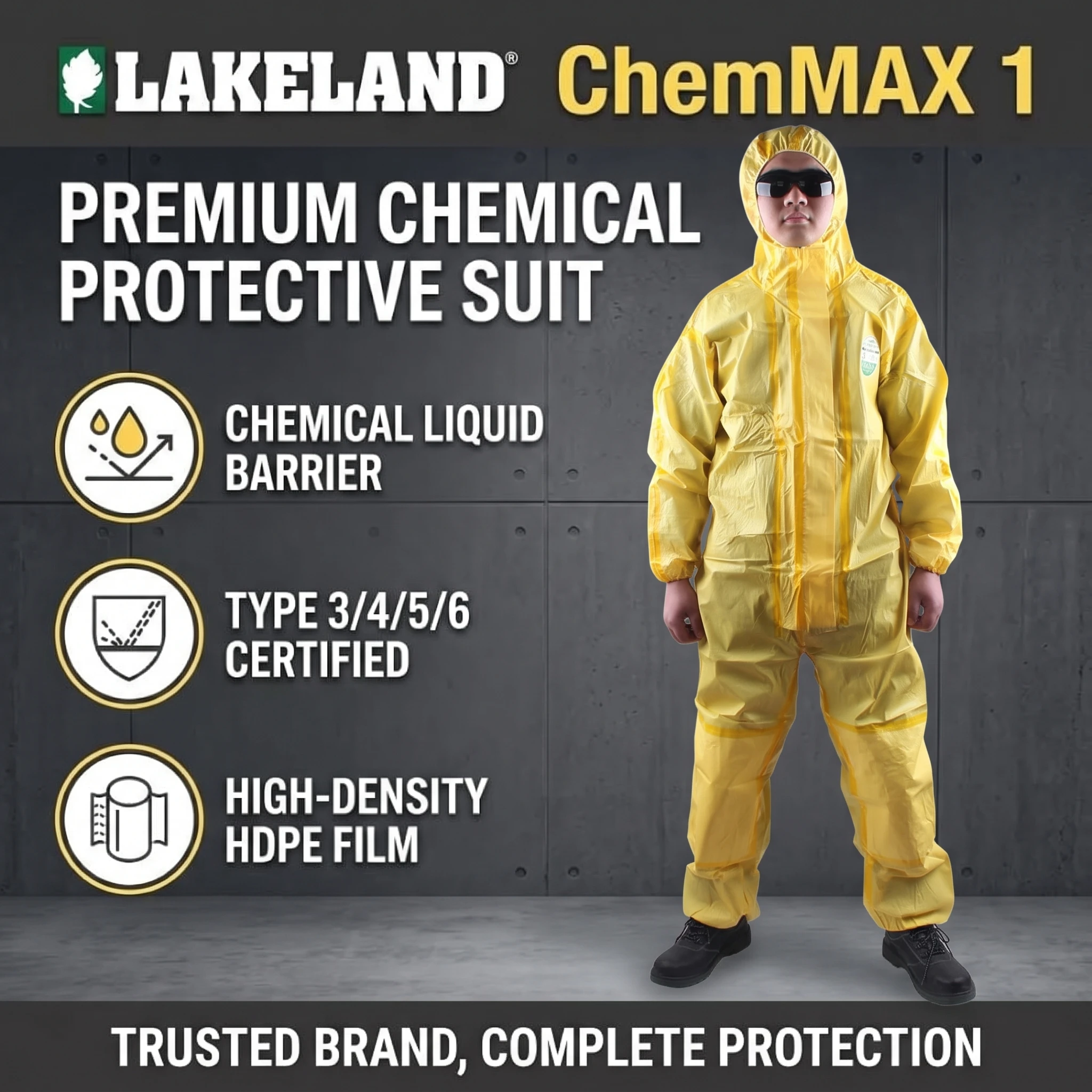 Lakeland ChemMax 1 CT1S428 Chemical Protection Suit Waterproofing Full Body Hazmat Suits Disposable Coveralls PPE Safety Wear