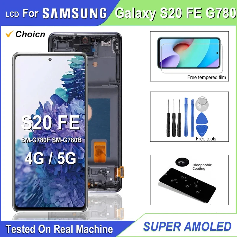 Super AMOLED Display For Samsung Galaxy S20 FE G780 LCD Screen Touch Digitizer Assembly For Galaxy S20 FE 5G G781 S20 Lite LCD