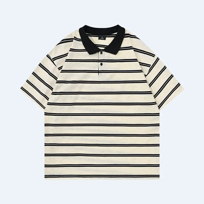 

Летняя новинка: модная мужская футболка-поло в американском ретро-стиле с полосками, короткий рукав, повседневная, свободная, спортивная, дышащая, размеры M-3XL