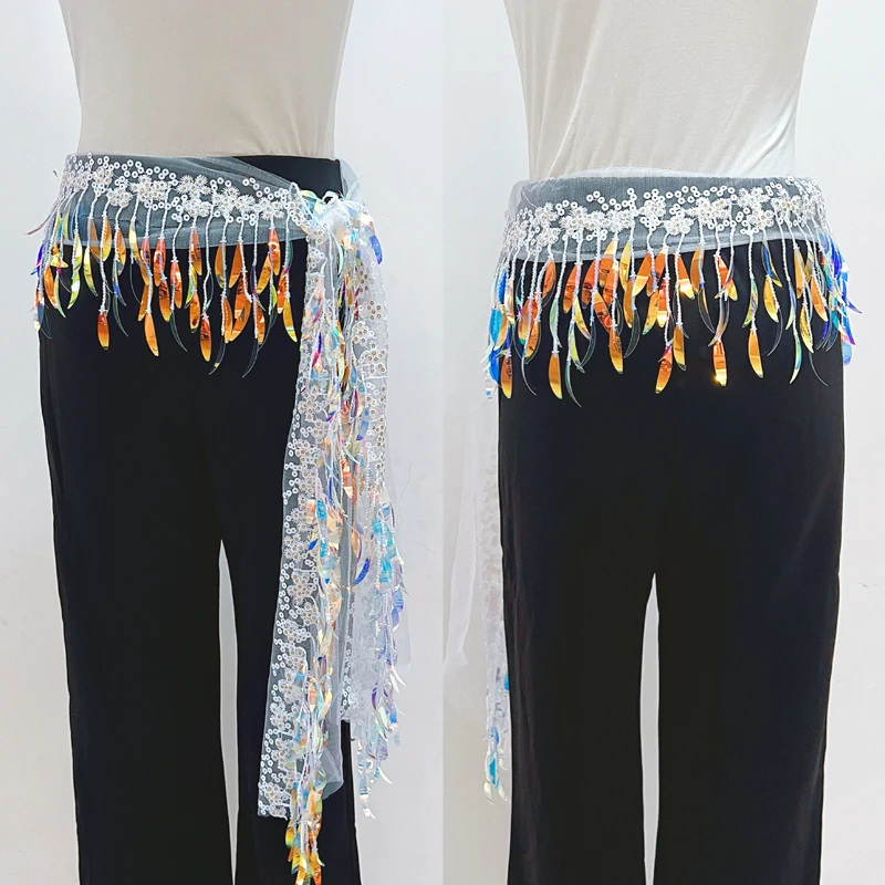 Belly Dance Costume Hip Scarf for Women Sequing Tassel Bellydancing Accessories Wear Belt Oriental Waist Chain Hip Scarves
