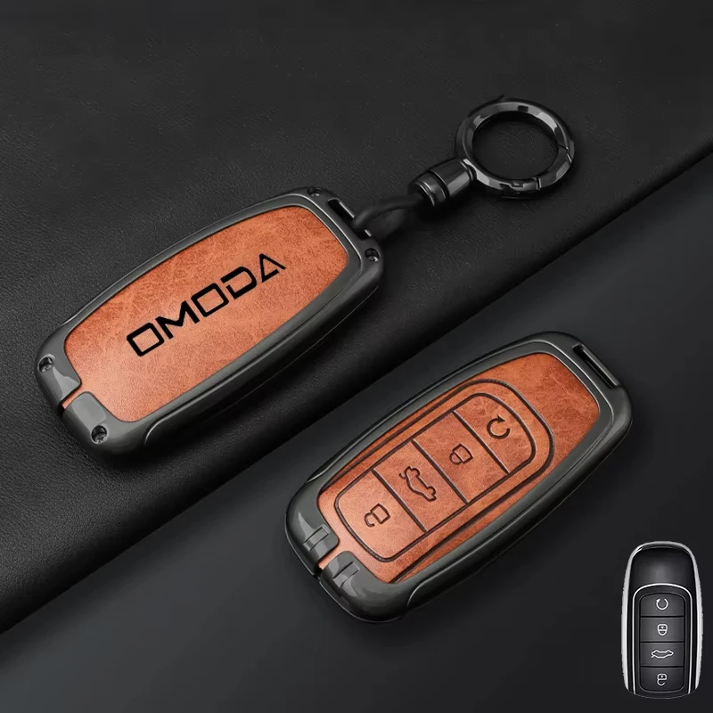 Zinklegierung Leder Autoschlüssel-Hülle Schlüsselanhänger für Chery Omoda 5 9 7 C5 C7 E5 Phev 2025 2026 2024 Auto-Innenausstattung Zubehör – Detail 6
