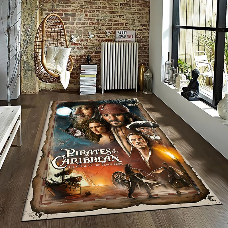 Disney Classics movie Pirates of the Caribbean Carpet for Living Room Large Area Rug Bedroom Floor Rug Non-slip Easy Washable