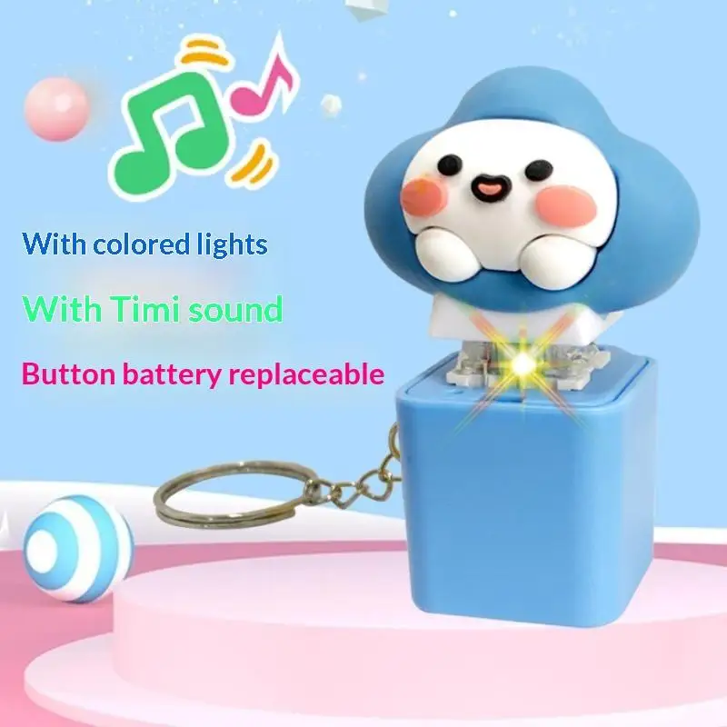 Cartoon Cloud Keychain with Timi Sound Colorful LED Light Replaceable Battery for Outdoor Hiking Bag Decor