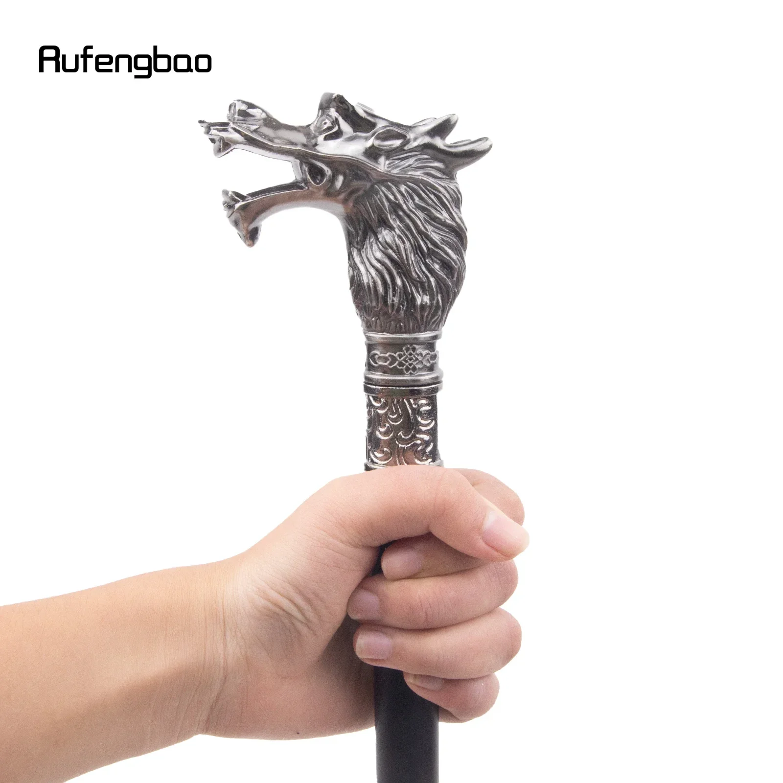 Silver Dragon Head Single Joint Fashion Walking Stick Decorative Vampire Cospaly Party Walking Cane Halloween Crosier 93cm
