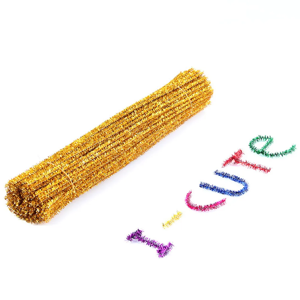 300Pcs DIY Glitter Twisted Sticks Bendable Christmas Craft Decoration Mixed Silver Colors Imagination Development