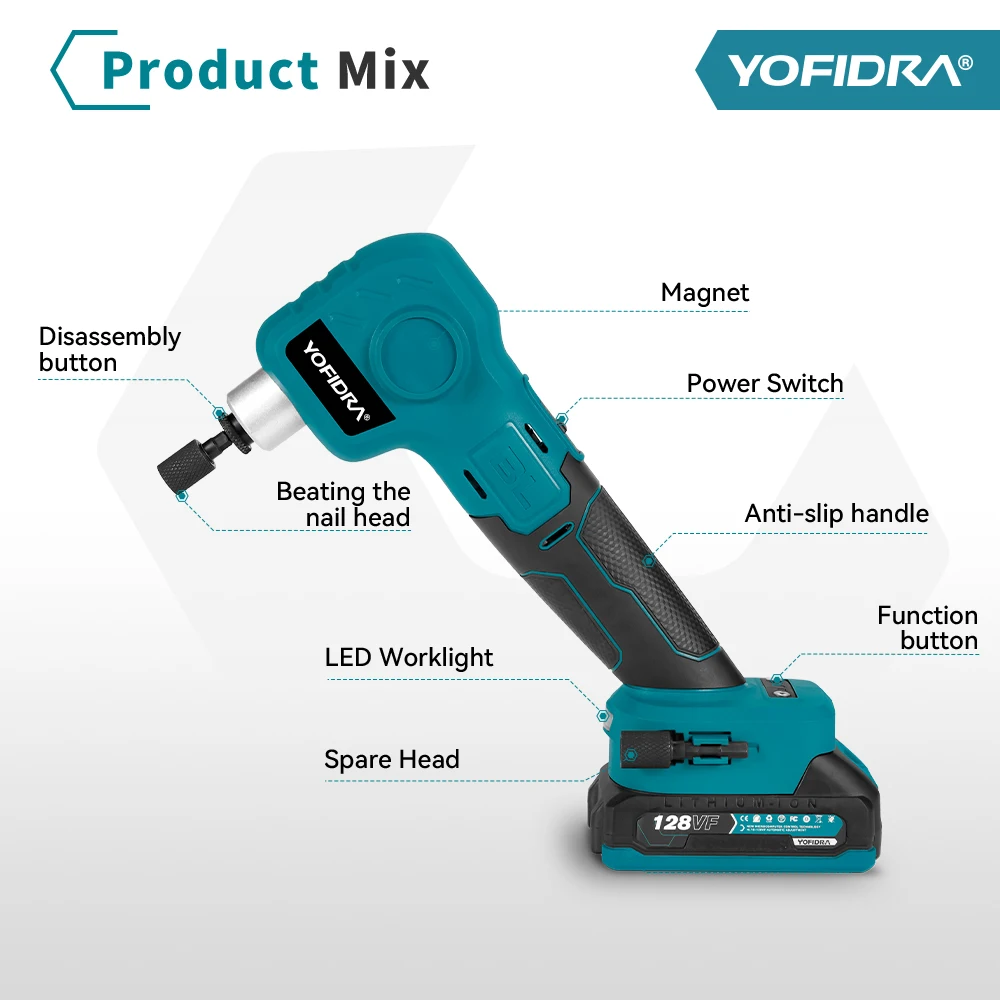 Borstelloze elektrische hamerboorschroevendraaier Multifunctionele draadloze oplaadbare huishoudelijke elektrische gereedschappen voor Makita 18V-batterij