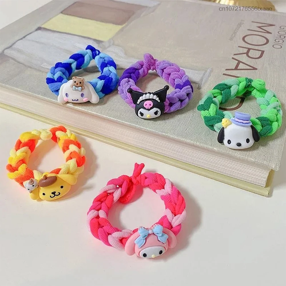 5 Pieces Set Sanrio Hello Kitty DIY Handcrafted Bracelet Y2k Girl Woven Hair Band Cinnamoroll Couple Bracelet Creative Gifts