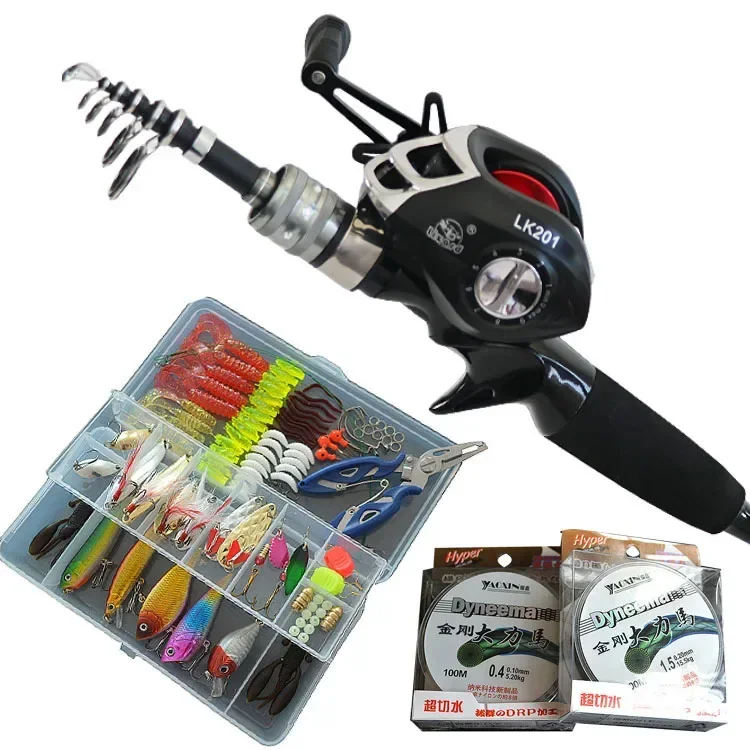 Rod and Reel Combination Set Spinning Wheel Soft Bait Fishing Gear Set Telescopic Rods Reel Combo Ocean Rock Fishing Rod Set