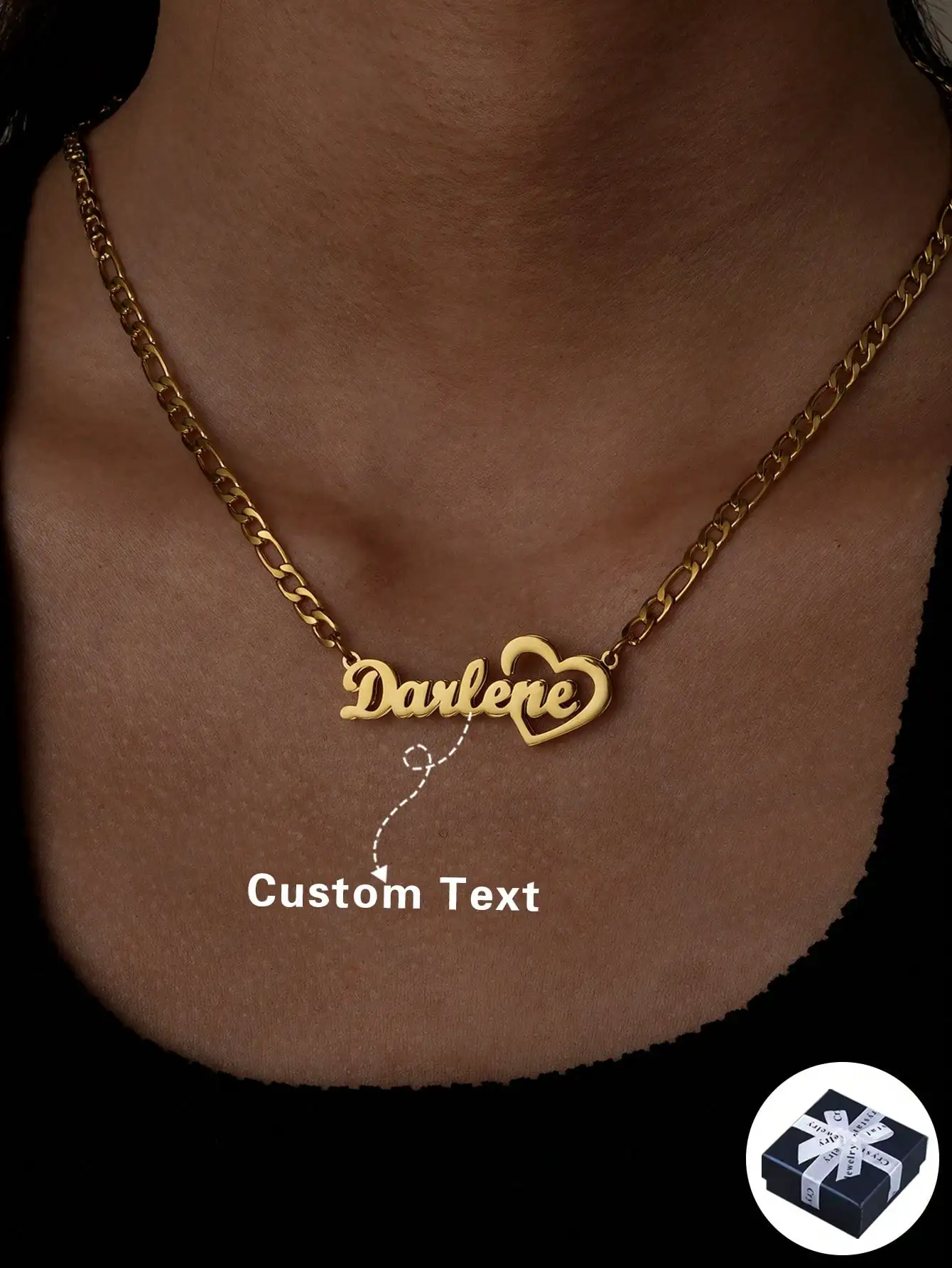 

Ожерелье DOREMI из нержавеющей стали с персонализированной табличкой в форме сердца, двухслойное, сварное, с именем на заказ