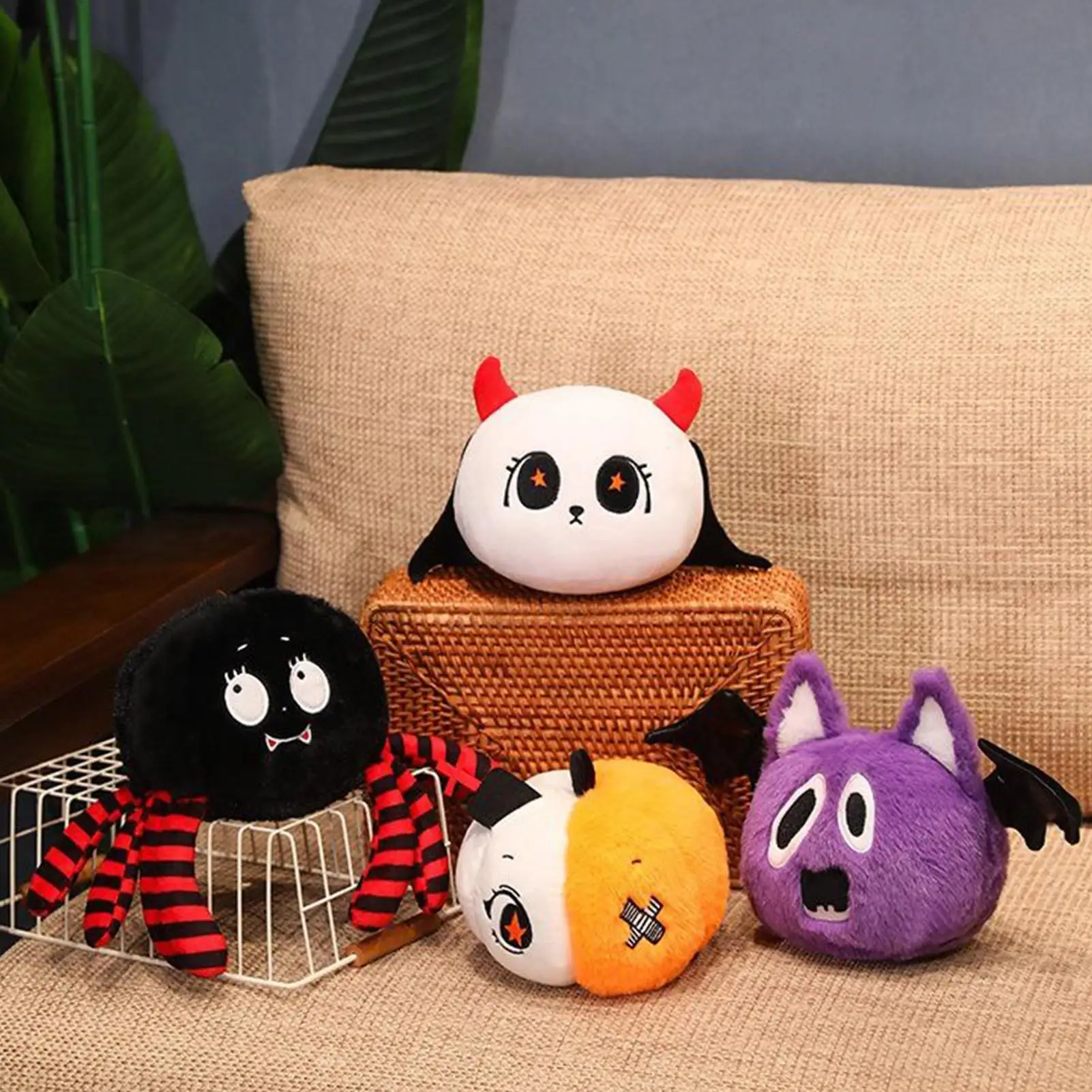 Juguetes de ventosa de felpa de Halloween |   Muñeco de calabaza de araña y murciélago para niños, adolescentes, coleccionistas, hora de dormir, viaje, coche, decoración de guardería