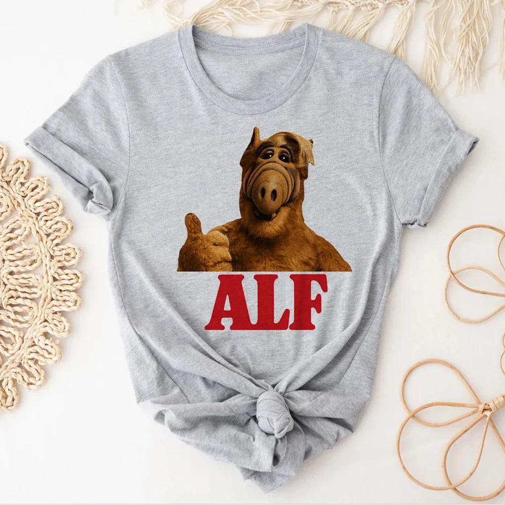 Alf Alien Top Women Designer Anime T-shirts Female Funny  Wear Athleisure Breathable Graphic Tee Active Wear