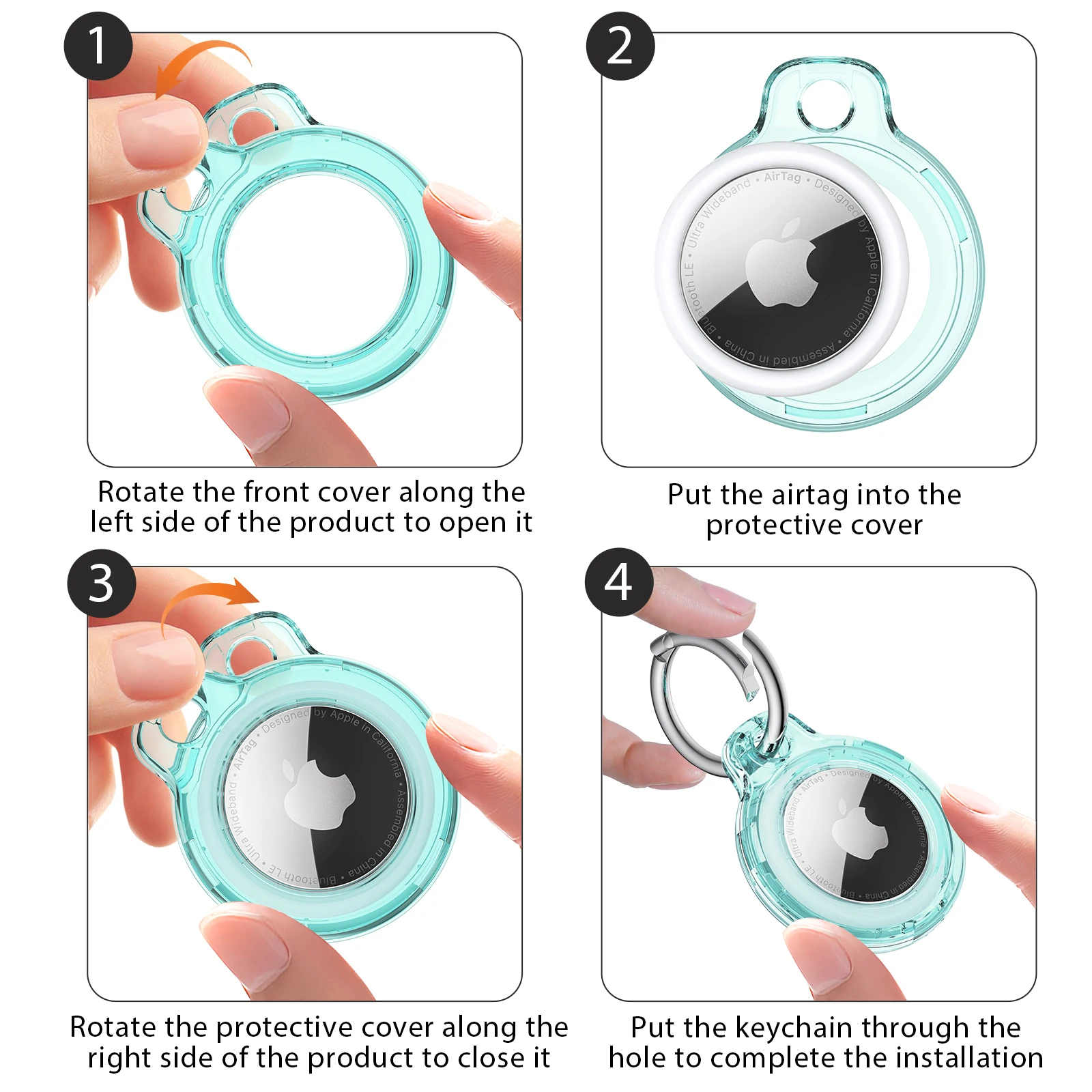 สําหรับ Apple Airtag ผู้ถือพวงกุญแจเปลือกป้องกันอุปกรณ์เสริม Tracker Hard PC AntiDROP Airtags Key CHAIN Air Tag กรณี