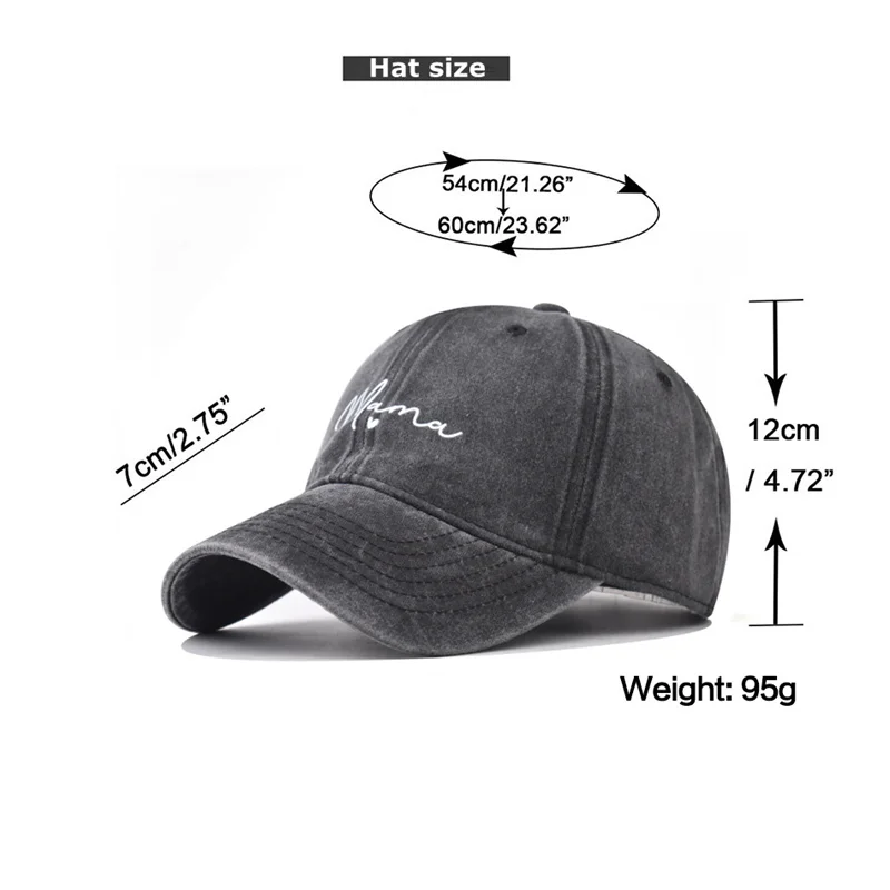 Vintage Washed Cotton Baseball Caps Men Women MAMA Letter Embroidered Hat Spring Summer Unisex Adjustable Snapback Hip Hop Hats