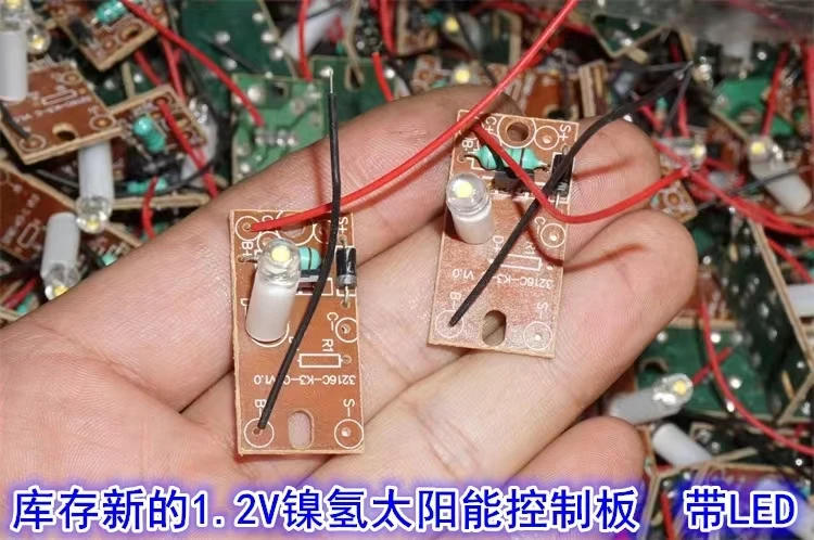 1PC 1.2V rechargeable battery solar microcontroller board with straw hat LED solar decorative light control board