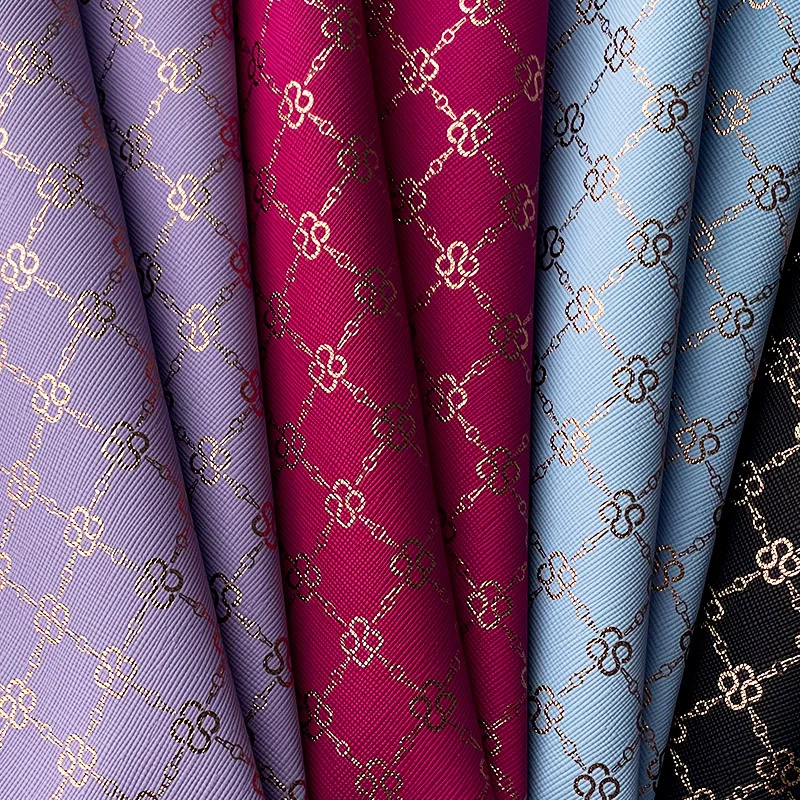 Colored Bronzing Flower Print PU Holographic Faux Leather Sheets for Earrings Shoes Handbags DIY Crafts Vinyl Fabric 46*135cm