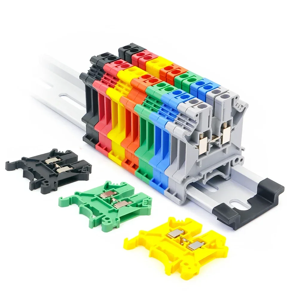 10Pcs UK-3N Din Rail Terminal Block Universal Conductor Screw Connection Electrical Terminal Strip Block Connector UK3N