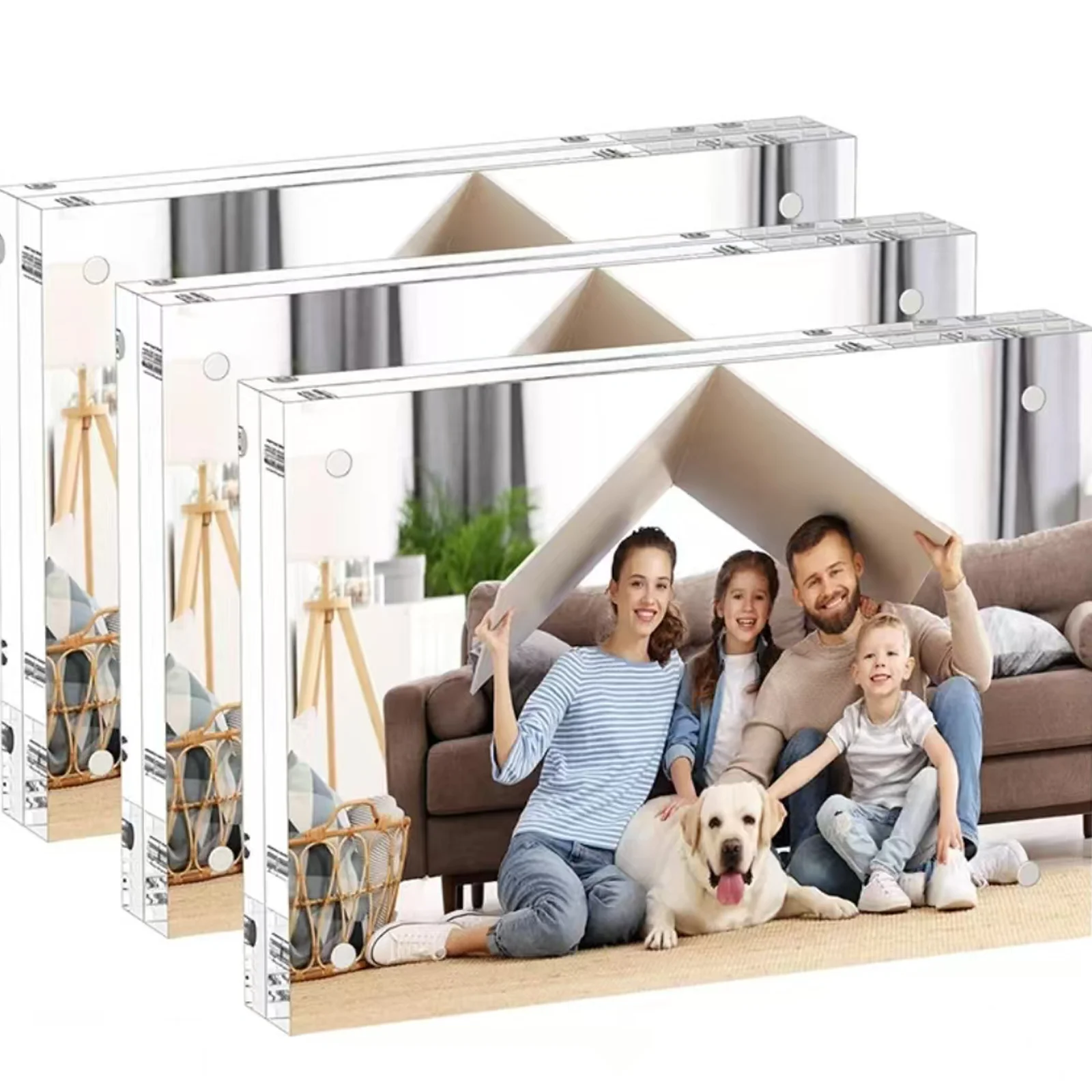 4 แพ็คแม่เหล็กกรอบรูปอะคริลิคใสอะคริลิคคุณภาพสูงสําหรับตกแต่งบ้านสํานักงาน DIY กรอบรูปจอแสดงผล