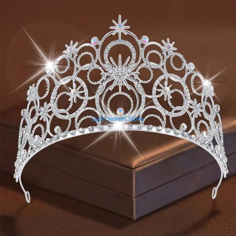 193E Exquisite Tiaras Women Crystal Crown Princess Headpiece for Bridal Parties and Birthday Celebrations